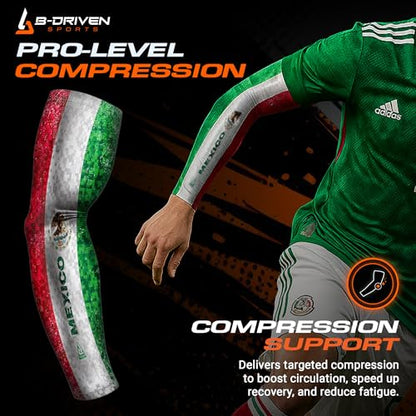 B-Driven Sports Sleeve Pro-Fit - Patriotic Arm Sleeve - USA, Cuba, Mexico, Israel, Canada, Venezuela, Dominican Rep. - Single - color: Usa Flag, size: XXXX-Small (Youth Small)
