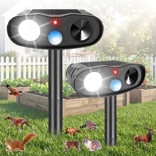 Sonic Fortress Pro Deer Repellent Solar Ultrasonic Animal Repeller 2 Pack