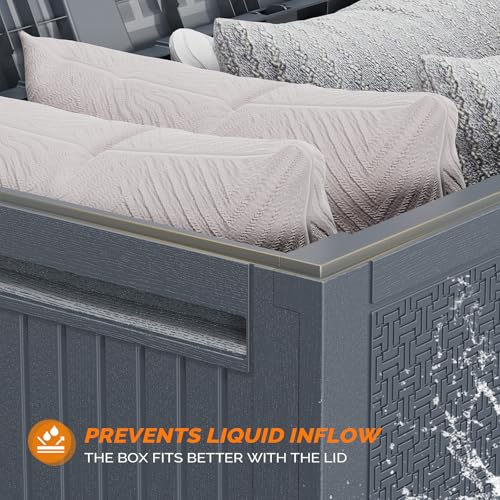 VINGLI 90 Gallon Lockable Durable Outdoor Storage Box, Grey - color: Gray