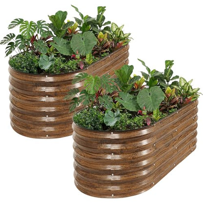 Galvanized Raised Garden Bed - 2PCS 4x2x1.4ft Metal Planter Box Brown - color: Brown, size: 4x2x1.4ft(2pcs)