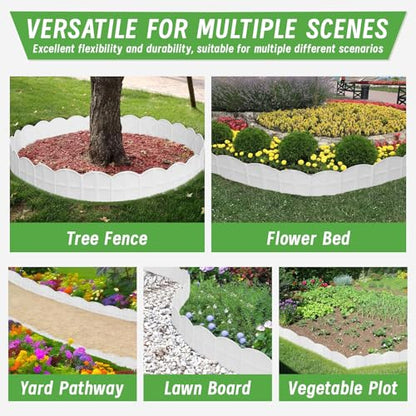 6 Inch Tall 20Ft White Landscape Edging Border with 7.8In Stakes,20Pcs