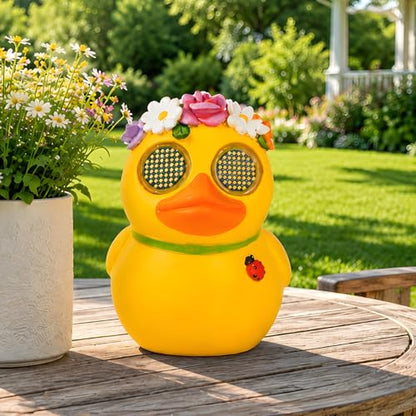 Porch Duck Statue,Solar Garden Duck Decor with Moving Eyes - style: Country