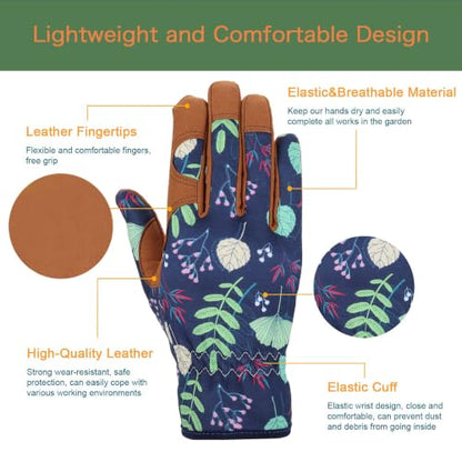 Gardening Weeding Working Gloves, Leather Garden Glove for Women