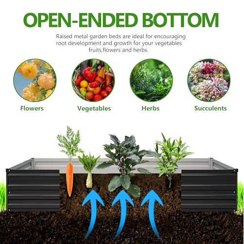 2PCS 8x4x1ft Galvanized Raised Garden Bed Kit, Galvanized Planter Raised Garden Boxes Outdoor, Large Metal Raised Garden Beds for Vegetables,Black - size: 8x4x1(2PCS), style: Black