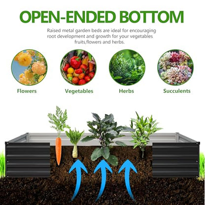 2PCS 8x4x1ft Galvanized Raised Garden Bed Kit, Galvanized Planter Raised Garden Boxes Outdoor, Large Metal Raised Garden Beds for Vegetables,Black - size: 8x4x1(2PCS), style: Black