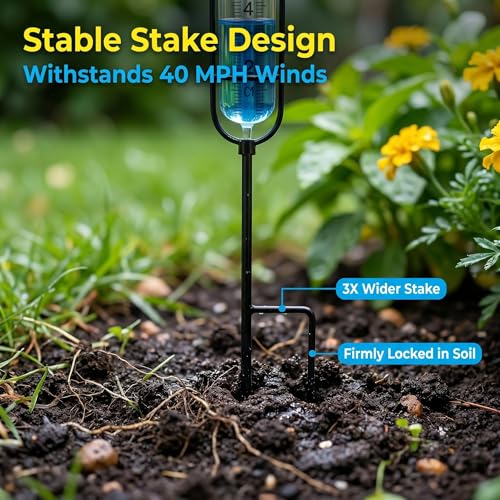 Rain Gauge Outdoor Plastic Garden: Blue Scale Easy Read