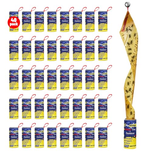 40 Pcs Fly Trap Strips Indoor Outdoor, Fruit Fly Paper Tape Sticky with Pin - size: 40 pack
