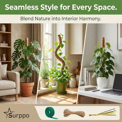 2 Pack 50" Bendable Moss Pole Monstera Plant Support for Climbing Plants - size: 50"