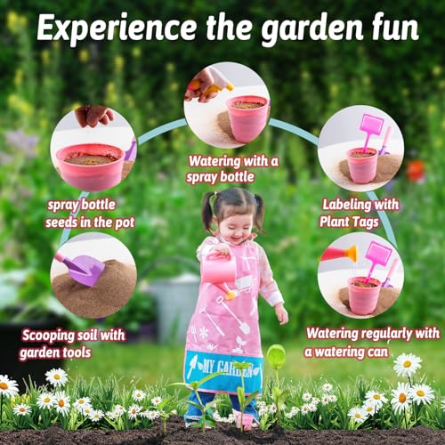 JOI MEW Gardening Tool Set for Kids with Metal Tools and Watering Can