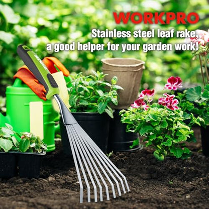 WORKPRO 16" Hand Rake, Garden Rake with Soft Handle