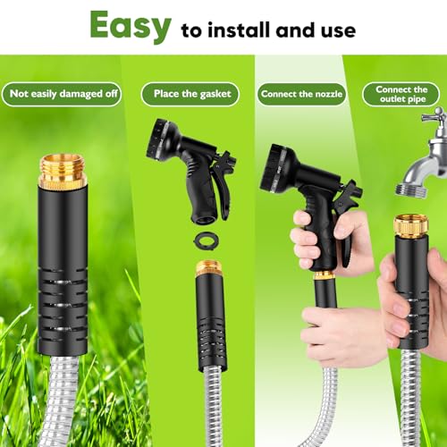 Rcfunkid Garden Hose 200FT No-Kink Metal Hose With 10 Function Nozzle Tough - size: 200FT