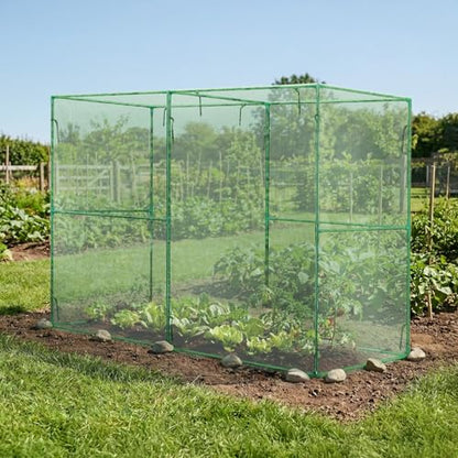 BPS Crop Cages for Garden Plant, 8x4x6 Ft Plant Netting Protection Tent with Zippered Door for Plants, Raised Garden Bed Cover with Frame for Vegetables, Fruits and Flowers - size: 8'x4'x6'