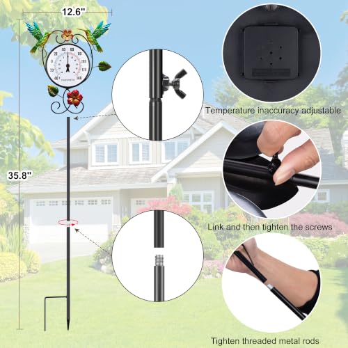 Hummingbird Outdoor Thermometer with 35.7" Stake Waterproof - style: Hummingbird