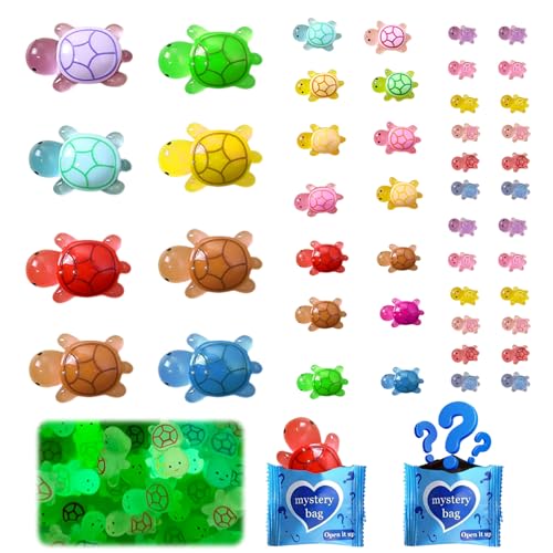 Mini Glow In The Dark Animal Resin Models, Resin Animals Mystery Bags, Individually Wrapped Blind Bags Tiny Animal Figurines, Collectible Mini Animals For Fairy Garden, DIY Crafts (50, Turtle) - color: Turtle