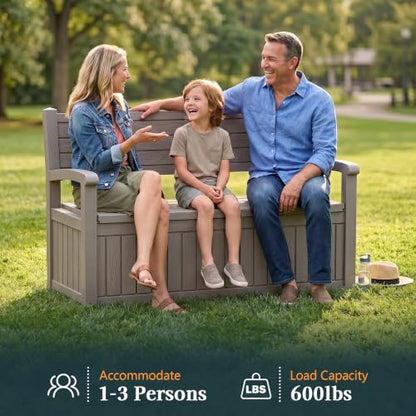 Outdoor Bench, Waterproof Garden Storage Bench, 110 Gallon Deck Box