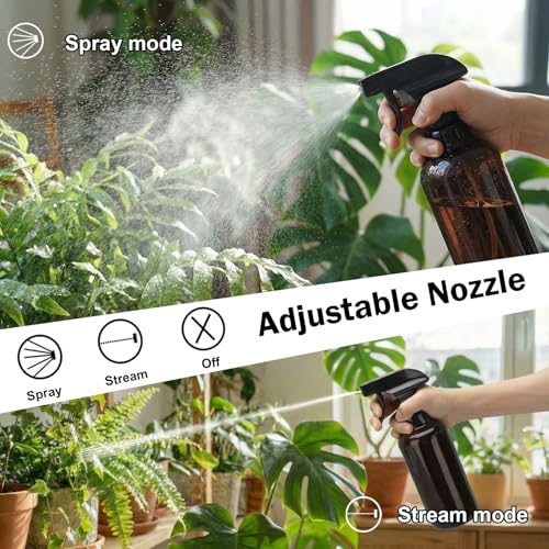 16.9oz Clear Glass Spray Bottles 2 Pack, Adjustable Mist Stream - color: Amber