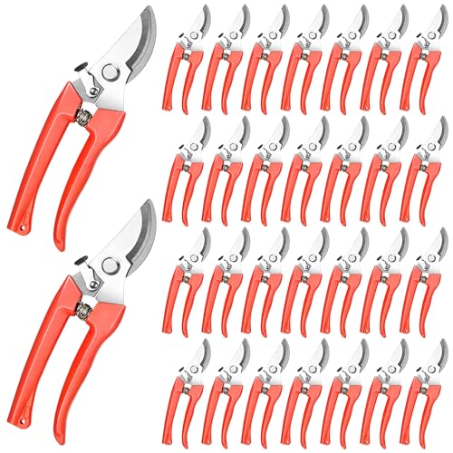 Chumia 30 Pack Garden Shears Flower Clippers for Plant Cutting, Orange - color: Orange