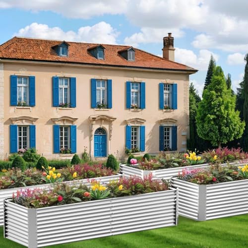 2 Pack Tall Corrugated Galvanized Steel Raised Garden Bed Outdoor, Metal Above Ground Garden Bed for Vegetables and Flowers, Rectangle Raised Beds for Gardening-6x3FT - size: 6x3FT