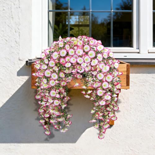 Artificial Hanging Flowers for Outdoors, 2 PCS 300 Blooms, Pink - color: Pink