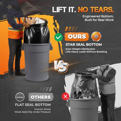 Delxo 55-60 Gallon Contractor Garbage Bags Heavy Duty Industrial Trash Bags - color: 55GAL 40Count