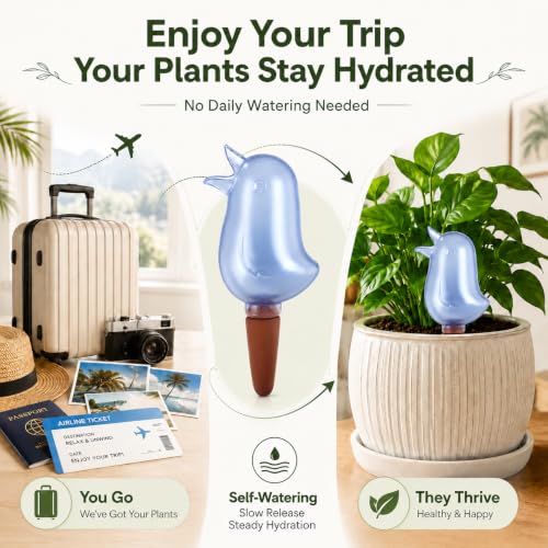 4 Pack Self Watering Spikes, Indoor Plant Watering Globes, Bird Shape Automatic Irrigation Spikes,Plant Watering Devices (Red&Blue) - color: Red&Blue