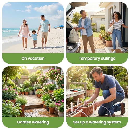 Automatic Drip Irrigation Kit, Solar & USB Rechargeable Auto Plant Watering System with Programmable Timer, Anti-Siphon Valve, DIY Irrigation System for up to 15 Outdoor/Indoor Potted Plants - color: Solar Power