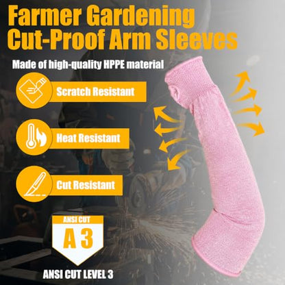 18-Inch Cut Resistant Arm Sleeves Guard Farmer Gardening Defense,Pink - color: Pink