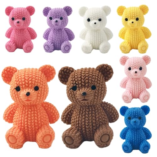 EMiEN 8 Pieces Miniature Colorful Bear,Tiny Animals Figurines, for Fairy Garden Accessories,Office Desk Ornaments,Car Figurine - color: 8 Pcs Colorful Bear