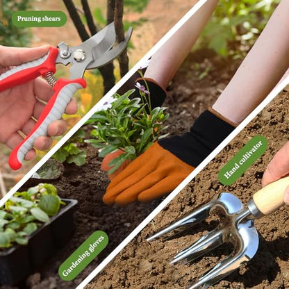 Gardening Tool Set of 8 PCS Stainless Steel Garden Tool Set with Garden Tool Bag Gardening Hand Tools,Ideal Gardening Gifts for Men and Women - color: Flower set