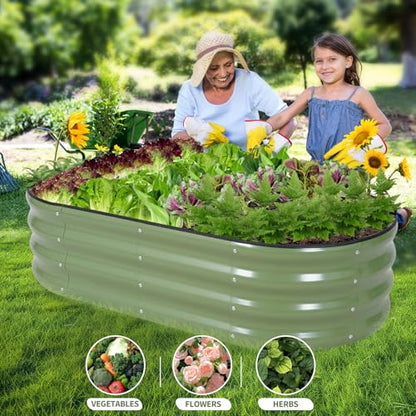 Galvanized Raised Garden Bed Outdoor- 4x2x1FT Planter Box, Green - color: Green, size: 4x2x1ft