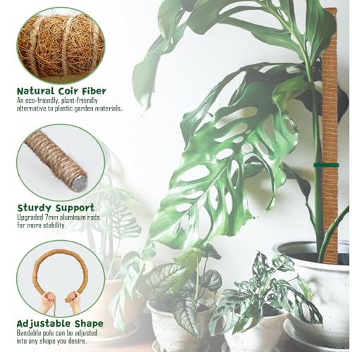 2 Pack 27.56-Inch Bendable Moss Poles for Monstera and Climbing Plants - size: 2 Pack - 70cm
