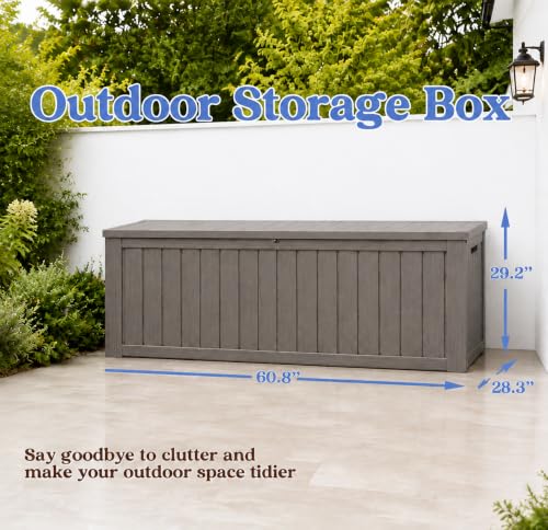Outdoor Deck Storage Box,Waterproof,Grey,220 Gallon - color: Striped Gray, style: 220 Gallon