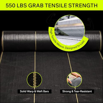DOTDAY 3.2oz Heavy Duty Weed Barrier Fabric, Woven Landscape Fabric 4x100ft - size: 4 x 100ft