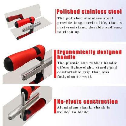 Stainless Steel Concrete Finishing Tools Set Trowel, Edger & Groover