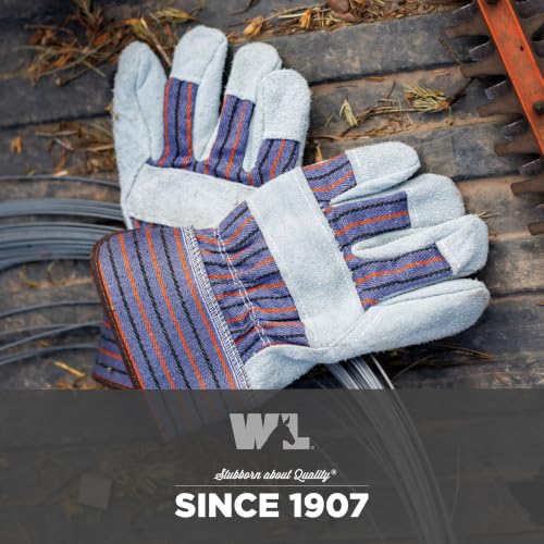 Wells Lamont Men's Safety Cuff Work Gloves, Split Cowhide Leather, Large - size: Large (Pack of 1)