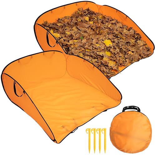 140 Gallon Pop up Leaf Collector, 2 Pcs Foldable Lawn Leaf Dustpan Bag Tool - color: 2 Pcs