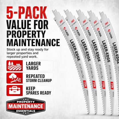 KATA 15 Inch Pruning Reciprocating Saw Blades, 7 TPI for Branches, 5 Pack - color: 5-Pack – Property Maintenance