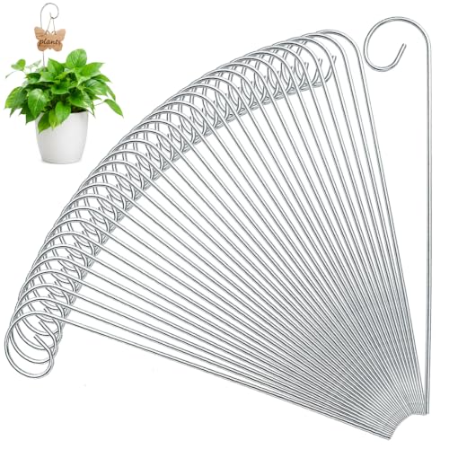 Yarlung 50 Pack Metal Plant Label Hooks, 11.8 Inch Garden Plant Stake Markers, Silver Rust-Proof Plant Sign Supports for Flowers, Planters, Outdoor Plants