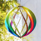 12" Hanging Wind Spinners Outdoor Assembly Required Rainbow 3D Metal Ball - size: 12 Inch