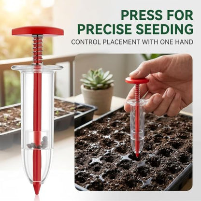 6Pcs Mini Sowing Seed Dispenser, Seed Planter Tool, Handheld Seed Planter, Mini Hand Seed Spreader, Garden Seed Planter, Small Seed Spreader with Seedlings Dibber Widger for Spreading,Seed Sower Tool