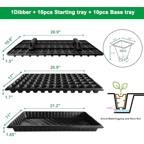 20Pack 72-Cell Seed Starter Trays with Base Tray & Dibber for Gardening. - style: 72-Cell Seed Starter Trays with Dibber