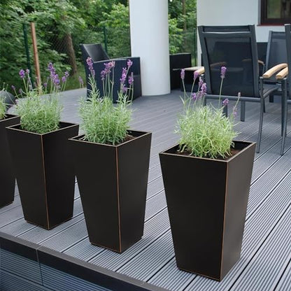 26" Heavy-duty Metallic Taper Planter Set of 2 for Outdoor Indoor Plants