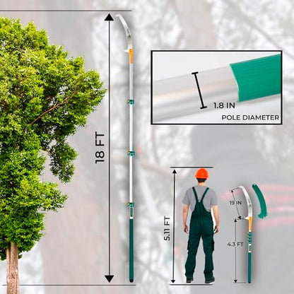 StartPro 23ft Reach Tree Pruning Saw, Telescopic Manual Lightweight Extendable 18ft Pole Saw with Sharp Carbon-Enriched Blade for Pruner for Yard, Garden, Patio & Forestry Use (18ft) - size: 18ft