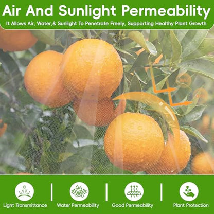 8'x10' Large Fruit Tree Netting for Squirrels and Birds with Drawstring, Insect Bird Netting Pest Barrier for Garden Protection (White, 2pc) - size: 2pc 8'*10'