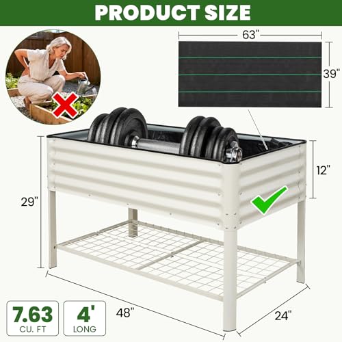 G GOOD GAIN Elevated Raised Garden Bed Kit with Leg, Rack, 2x4ft, White - size: 2' x 4', style: White with Legs & Storage Rack