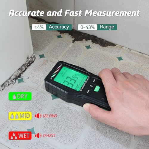 Pinless Moisture Meter for Wood Digital Wall Moisture Detector - color: Green