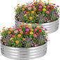 Round Raised Garden Bed, Garden Box 4x4x1ft, Silver, 2 pcs - color: Silver