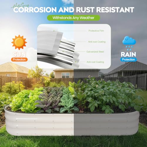 Galvanized Raised Garden Bed 2 PCS, 8x2x1ft Metal Planter Box White - color: White, size: 8x2x1ft(2pcs)
