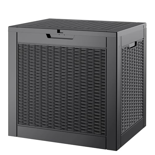 Outdoor Storage Waterproof Deck Box for Patio (31 Gallon, Black) - color: Black, size: 31 Gallon