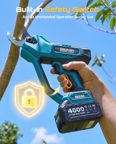 SEESII Electric Pruning Shears Upgraded, 1.6" Cordless Brushless Pruner - color: Tool Blue